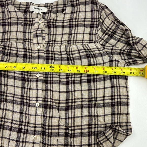Aritzia Golden by TNA Plaid Cropped Flannel Button Down Shirt Wool Blend size L - Picture 5 of 8